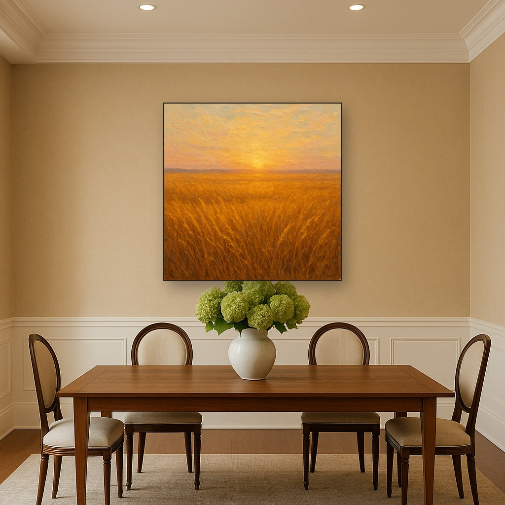 Golden Prairie Grasses at Dawn Oil Painting - View 4