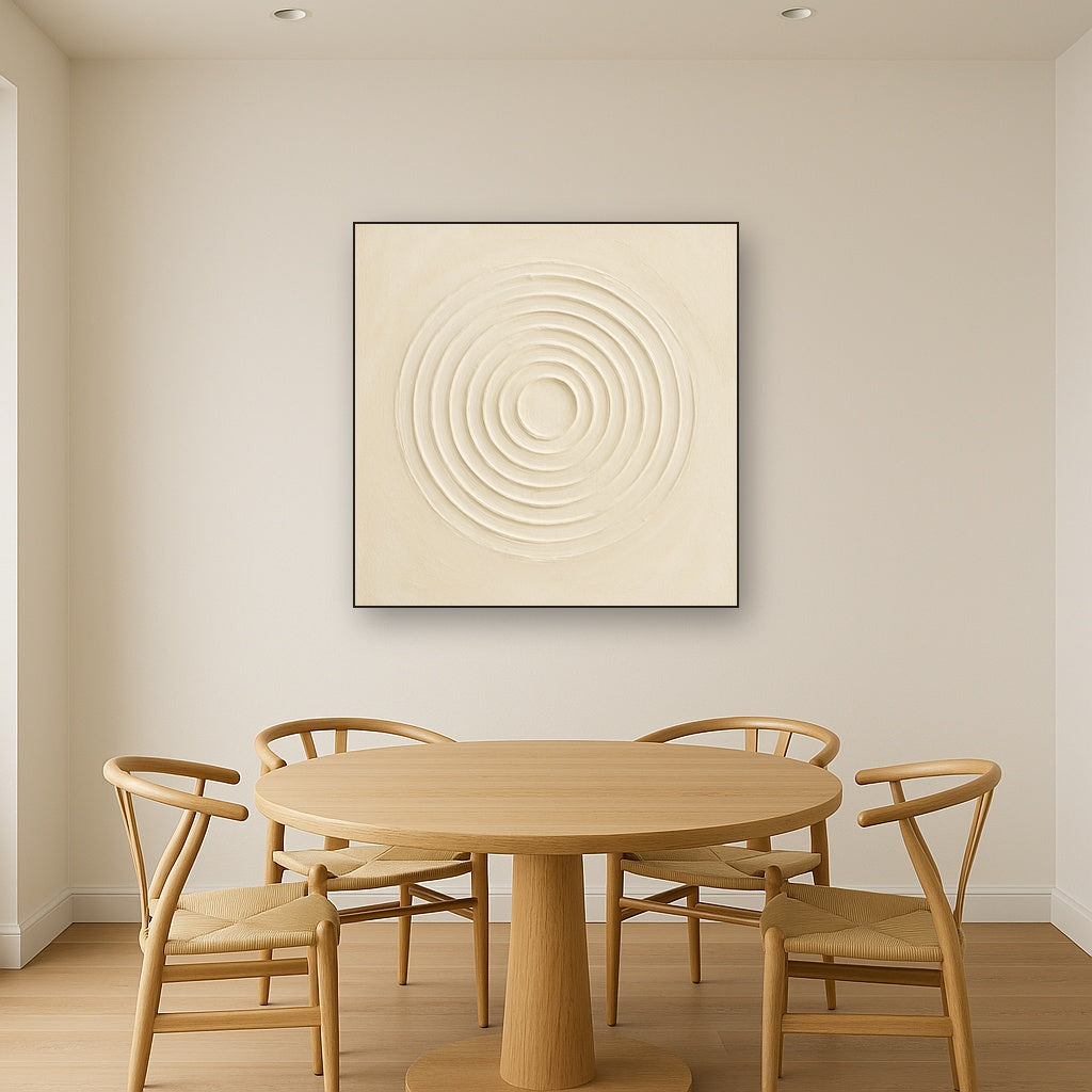 Concentric Zen Circles in Ivory No. 8 - Modern Fine Art Oil Painting - View 4