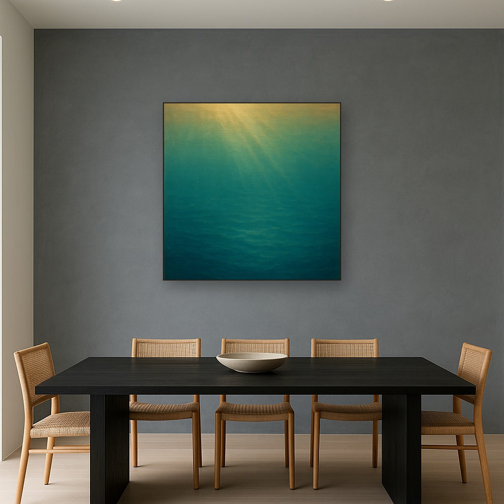Minimalist Aquamarine Reef Void No. 10 - Modern Fine Art Oil Painting - View 4