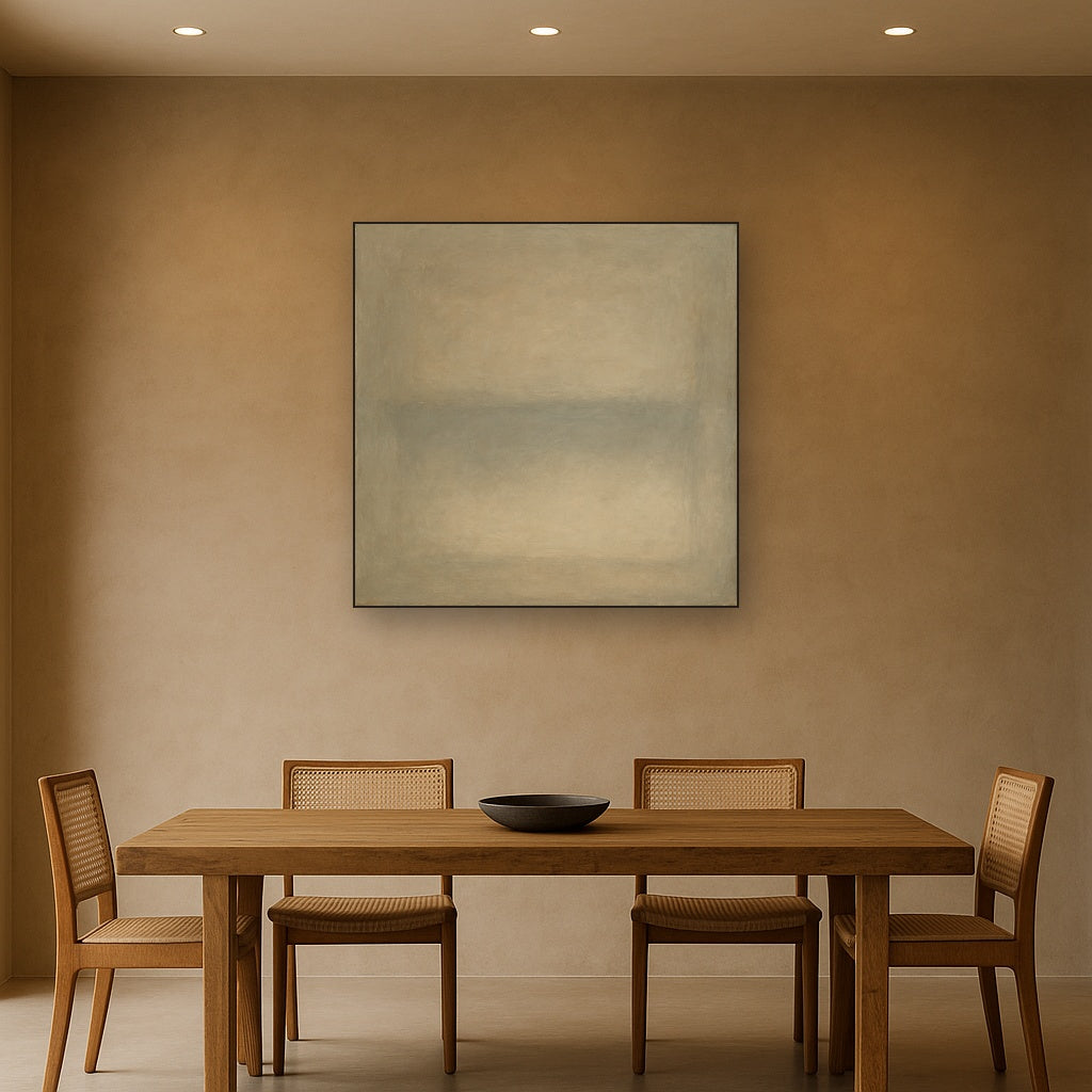 Quiet Solitude in Taupe Wabi-Sabi Oil Painting - View 4