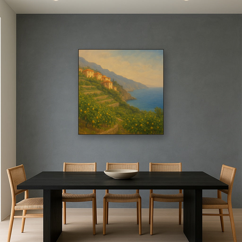 Italian Amalfi Coastline Terraces & Lemon Grove No. 2 Oil Painting - View 4