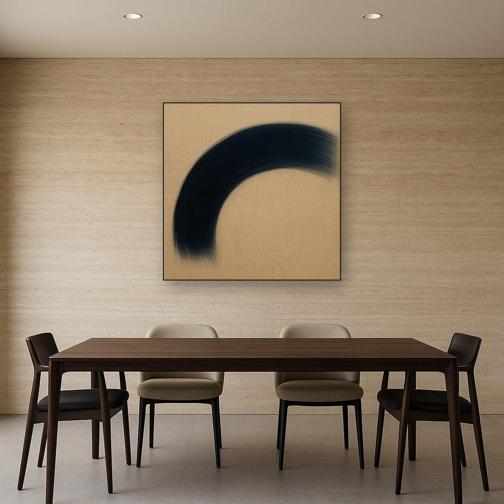 Navy Indigo & Warm Sand Sweep No. 2 - Modern Fine Art Oil Painting - View 4