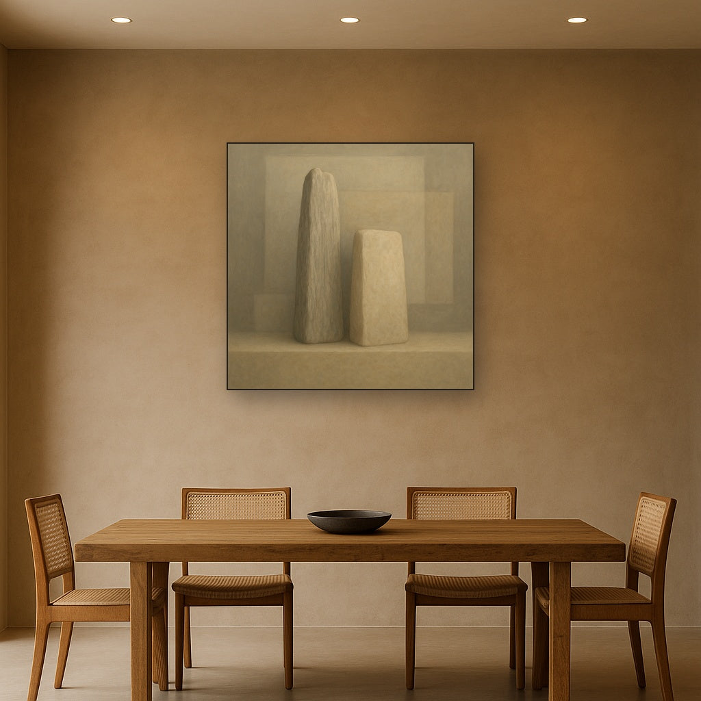 Driftwood Grey & Weathered Stone Monolith No. 2 Oil Painting - View 4