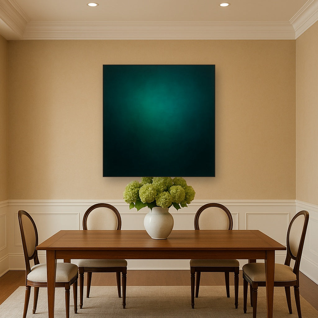 Midnight Teal & Deep Malachite Gradient No. 11 Oil Painting - View 4