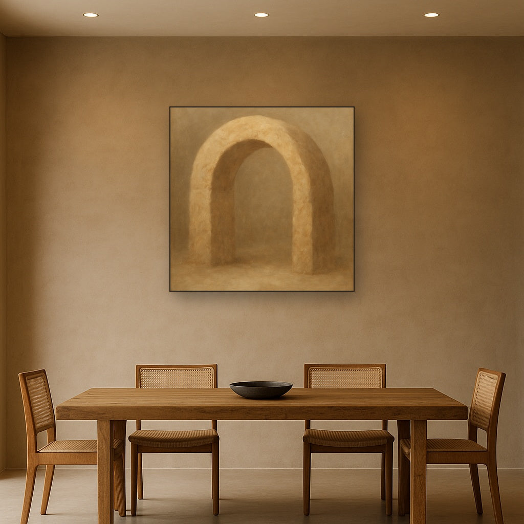 Travertine Stone Arch & Earth Tones No. 25 Oil Painting - View 4