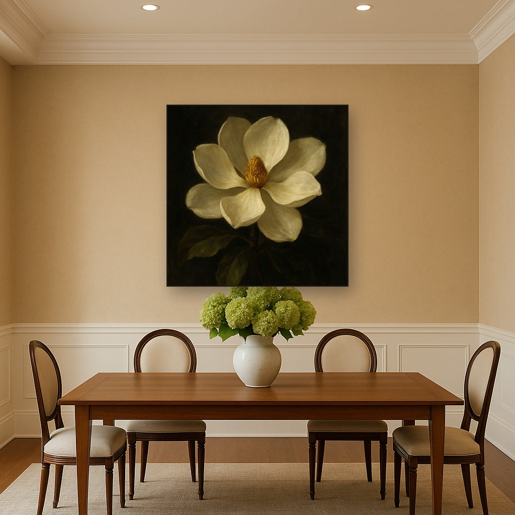 Magnolia Blossom in Quiet Chiaroscuro No. 9 Fine Art Oil Painting - View 4