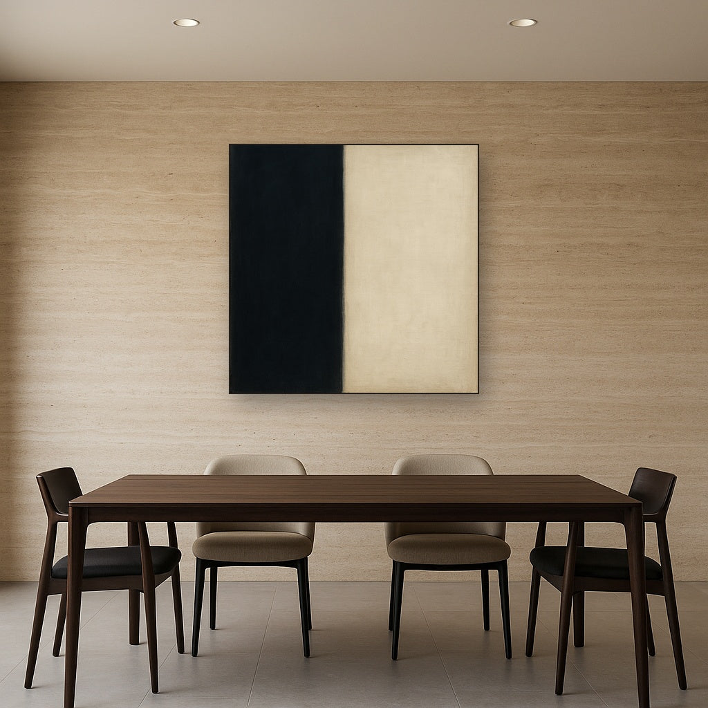 Deep Charcoal & Bone Monolith No. 1 - Modern Fine Art Oil Painting - View 4