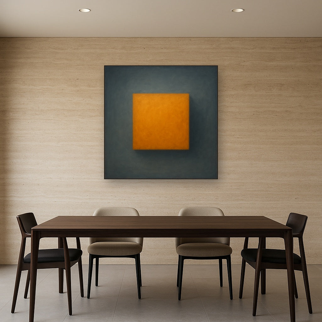 Cadmium Amber & Slate Grey Block No. 10 - Modern Fine Art Oil Painting - View 4