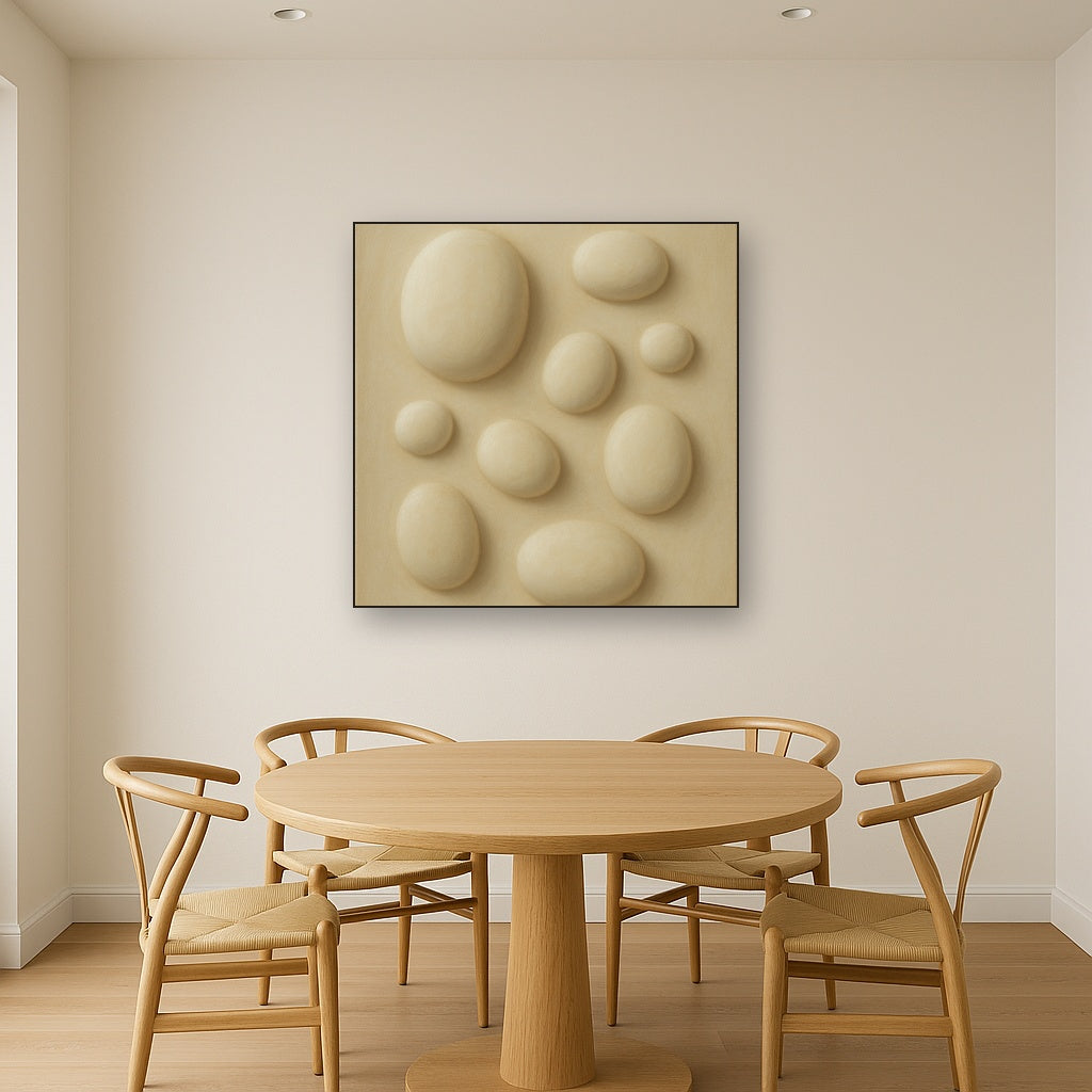 Organic Pebble Relief in White No. 6 - Modern Fine Art Oil Painting - View 4