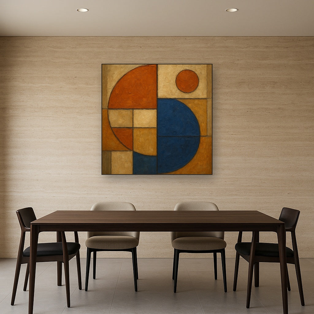 Bauhaus Quadrant Study Geometric Oil Painting - View 4