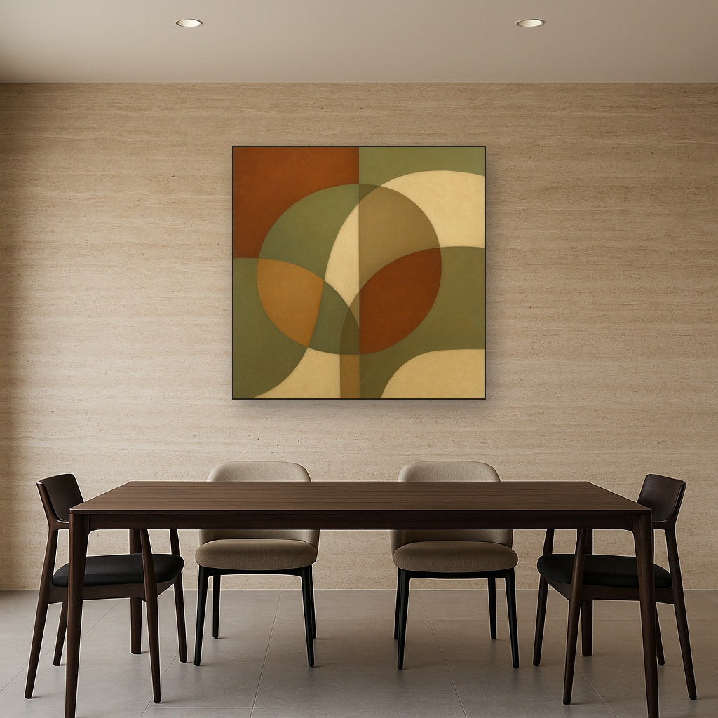 Intersecting Curved Forms in Olive & Rust No. 5 Oil Painting - View 4