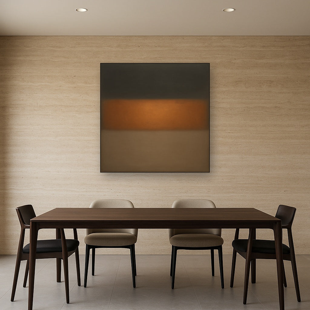 Charcoal Slate & Burnished Copper Horizon No. 15 Oil Painting - View 4