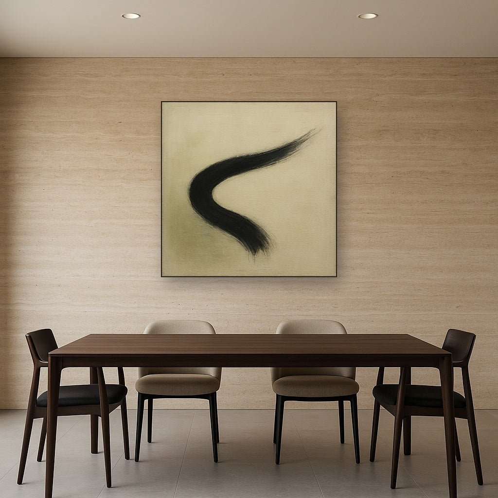 Monochrome Brushstroke Void No. 5 - Modern Fine Art Oil Painting - View 4