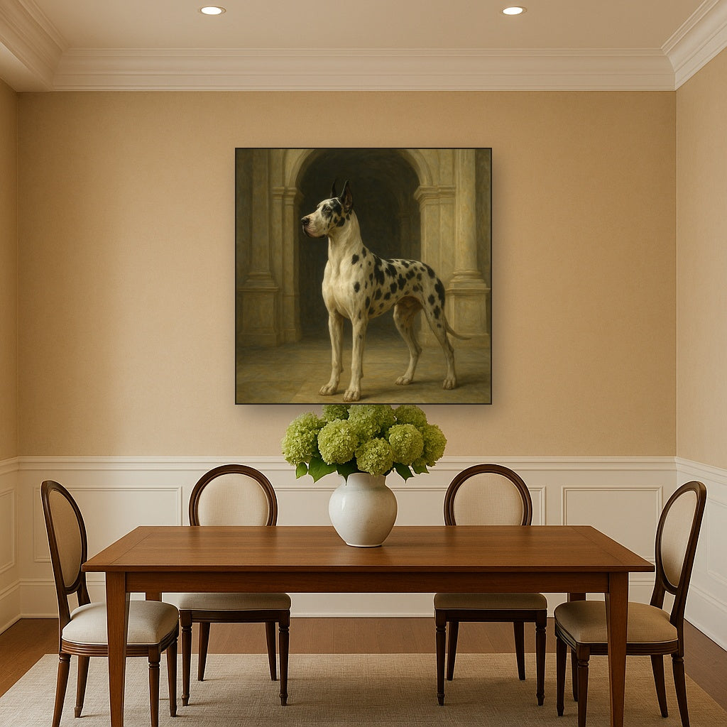 Regal Great Dane in Grand Architectural Hall No. 8 Fine Art Oil Painting - View 4