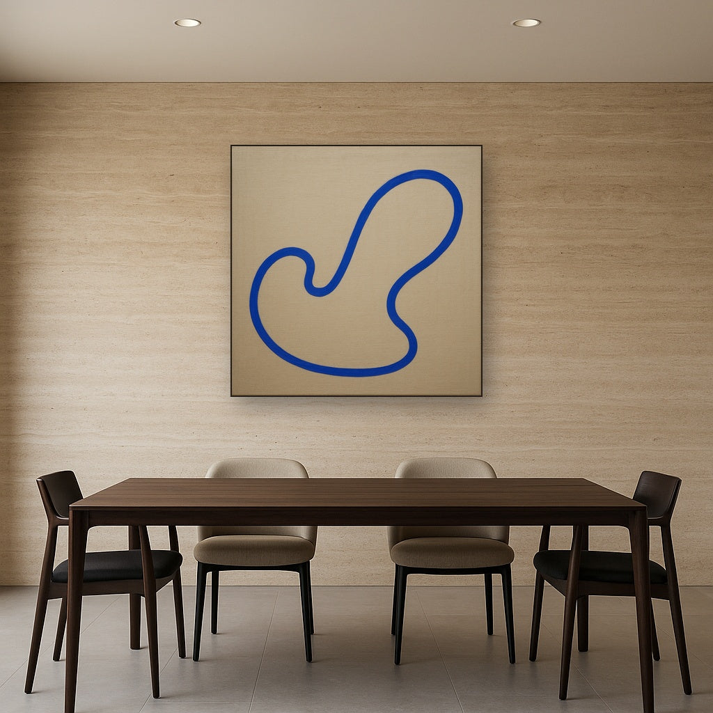 Cobalt Blue & Pale Oat Contour No. 8 - Modern Fine Art Oil Painting - View 4