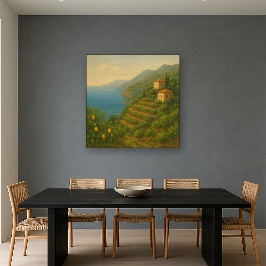 Italian Amalfi Coastline Terraces & Lemon Grove No. 16 Oil Painting - View 4