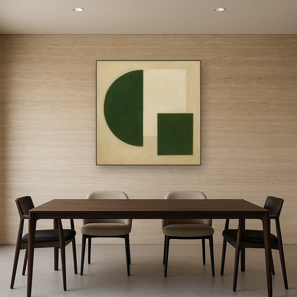 Forest Emerald & Chalk Interlock No. 6 - Modern Fine Art Oil Painting - View 4
