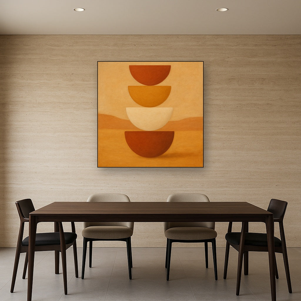 Stacked Semicircle Totem in Desert Warmth No. 8 Fine Art Oil Painting - View 4