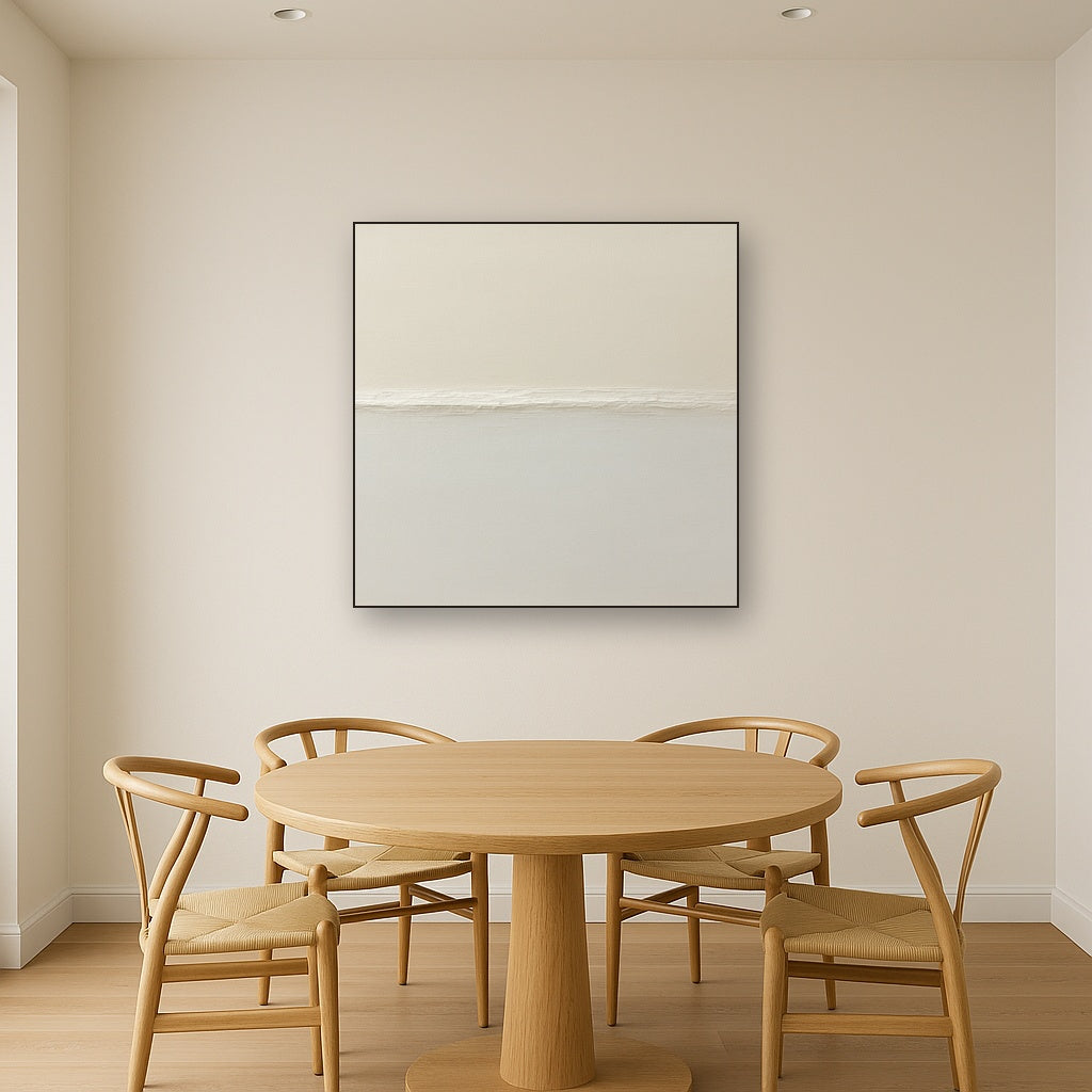 Minimalist White Horizon Band No. 7 - Modern Fine Art Oil Painting - View 4