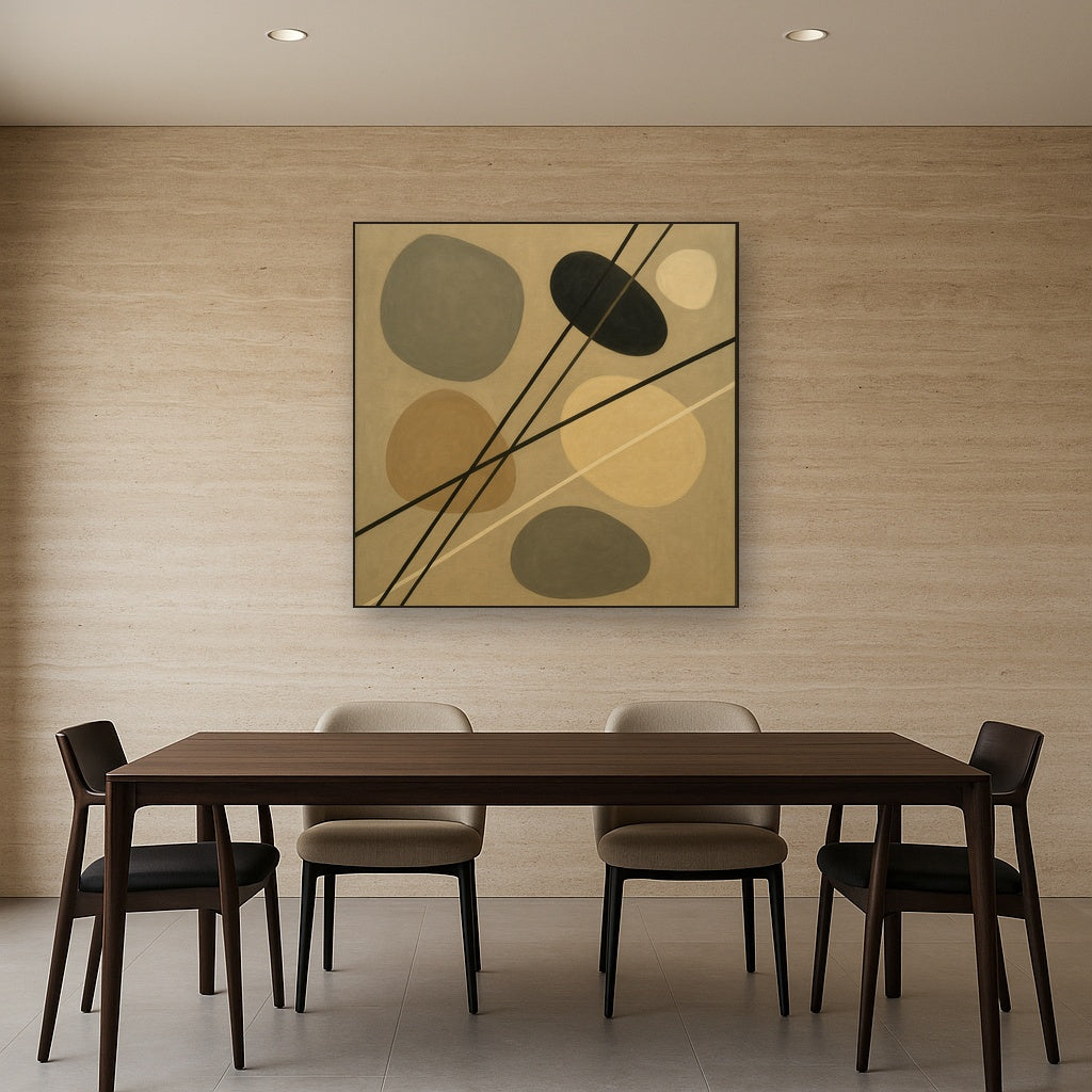 Organic Pebble Contours & Slanted Lines No. 5 Oil Painting - View 4