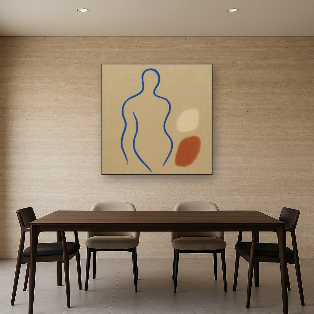 Cobalt Blue & Pale Oat Contour No. 8 - Modern Fine Art Oil Painting - View 4