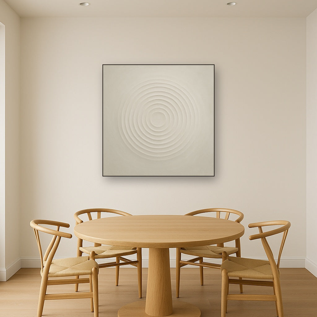 Concentric Zen Circles in Ivory No. 8 - Modern Fine Art Oil Painting - View 4