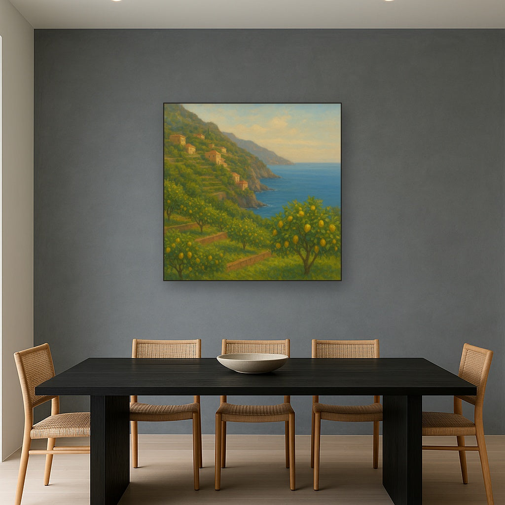 Italian Amalfi Coastline Terraces & Lemon Grove No. 10 Oil Painting - View 4