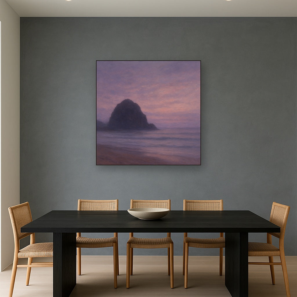 Dusky Twilight Seascape with Lavender Mist No. 9 Fine Art Oil Painting - View 4