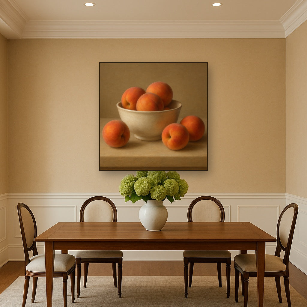 Heirloom Peaches & White Ceramic Bowl No. 4 Oil Painting - View 4
