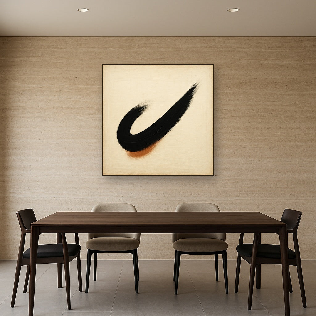 Monochrome Brushstroke Void No. 5 - Modern Fine Art Oil Painting - View 4