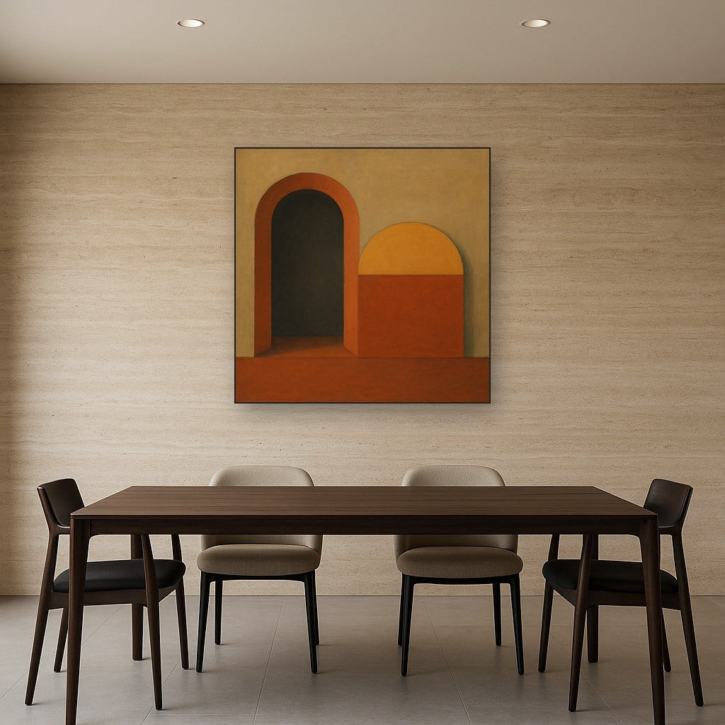 Bauhaus Archway & Terracotta Semicircle Suite No. 6 Fine Art Oil Painting - View 4