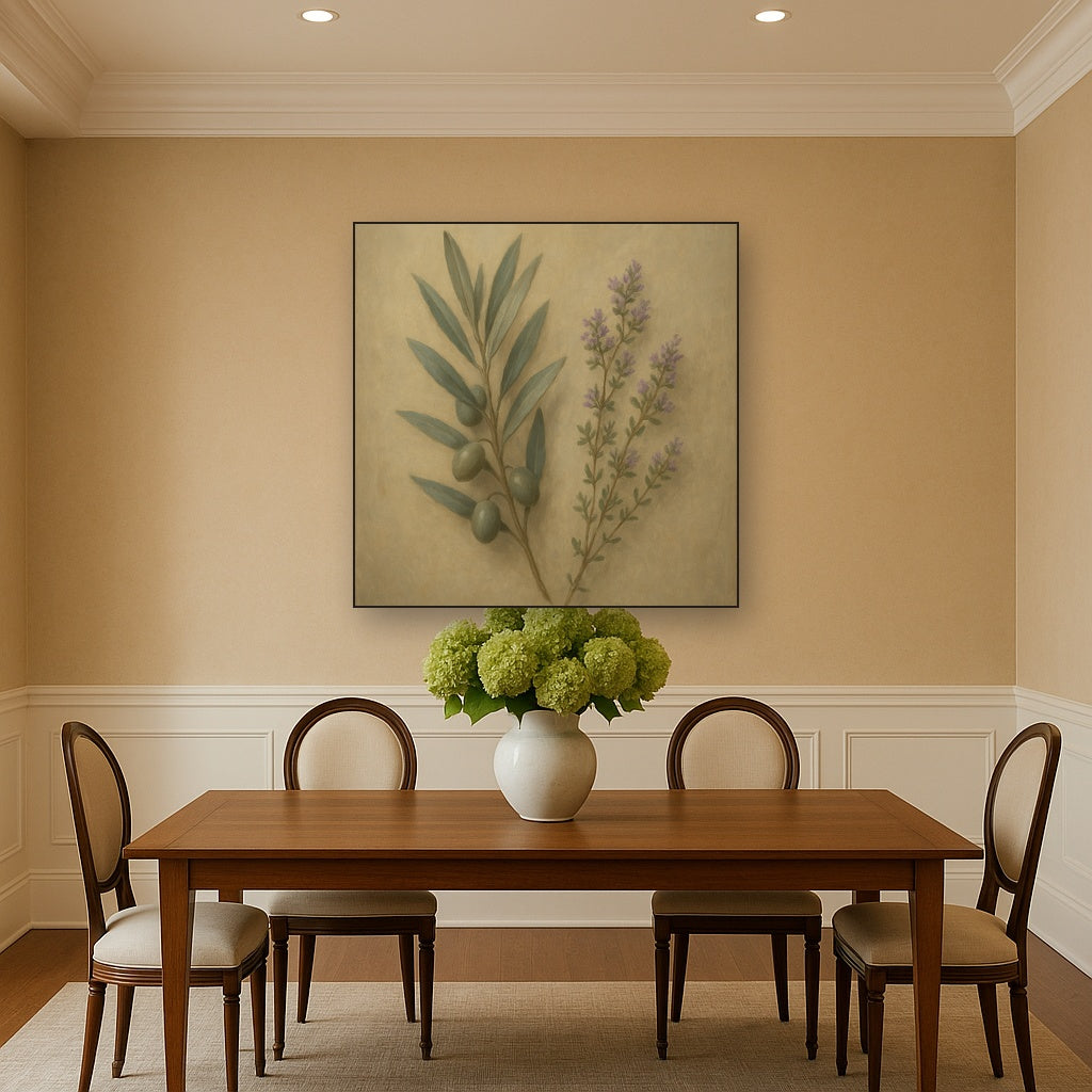 Olive Branches & Wild Thyme Botanical Study No. 5 Fine Art Oil Painting - View 4