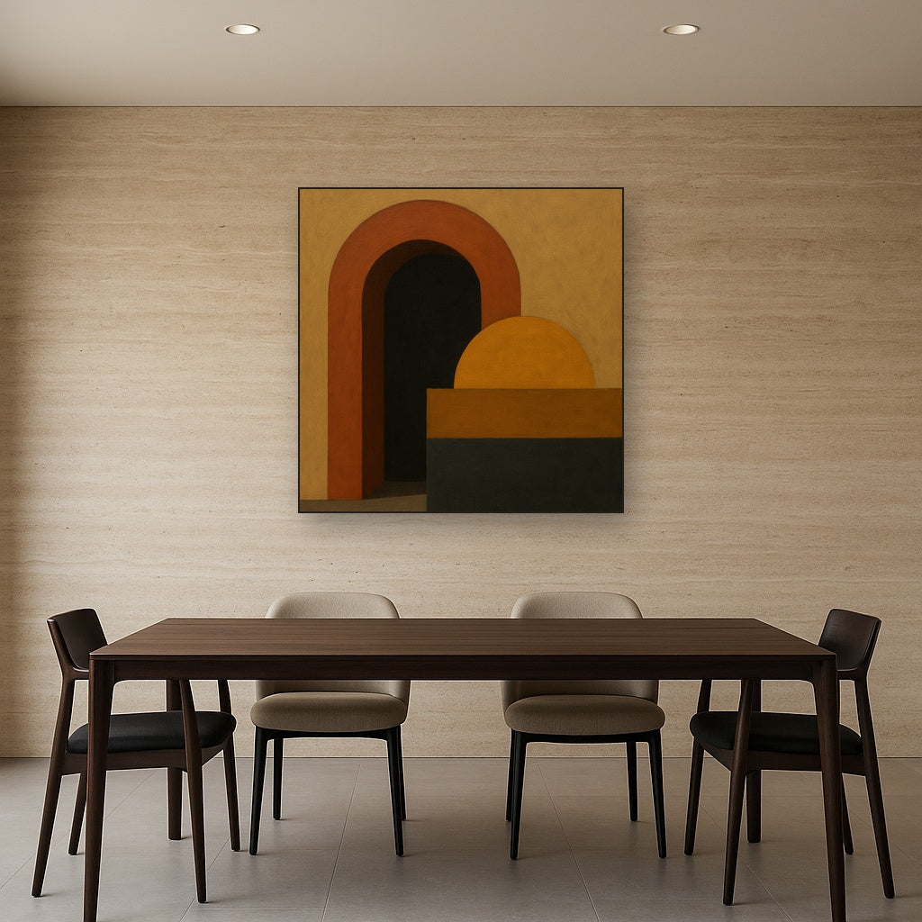 Bauhaus Archway & Terracotta Semicircle Suite No. 13 Fine Art Oil Painting - View 4