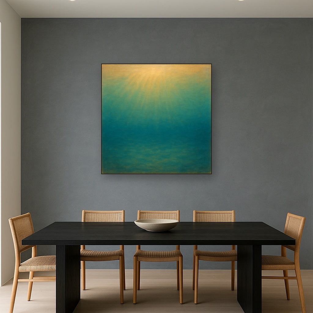 Minimalist Aquamarine Reef Void No. 10 - Modern Fine Art Oil Painting - View 4