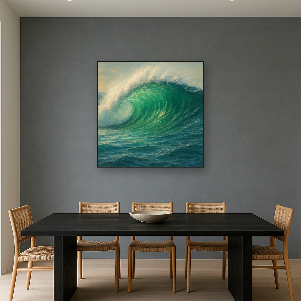 Emerald Breaker Wave in Crystalline Light No. 7 Fine Art Oil Painting - View 4