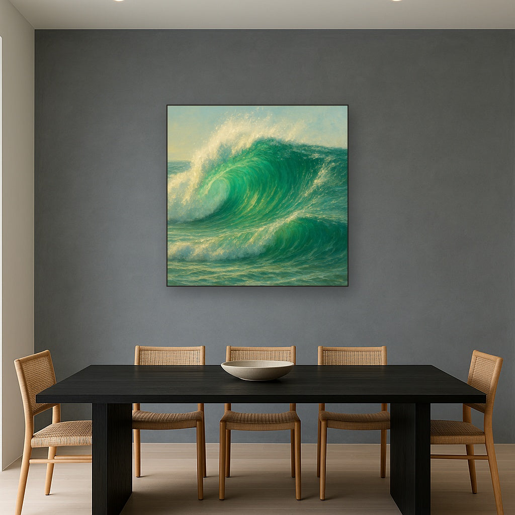 Emerald Breaker Wave in Crystalline Light No. 6 Fine Art Oil Painting - View 4