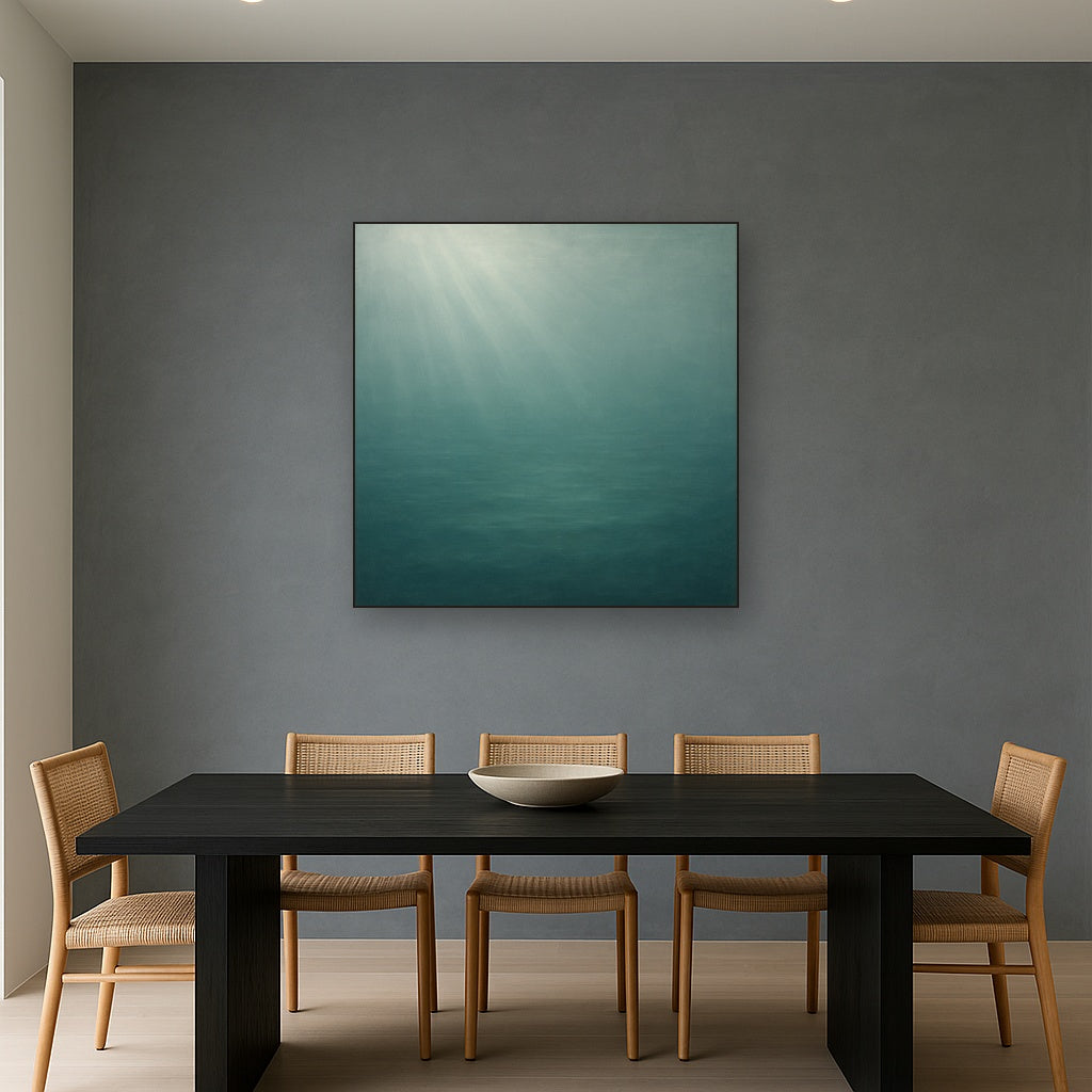 Minimalist Aquamarine Reef Void No. 10 - Modern Fine Art Oil Painting - View 4