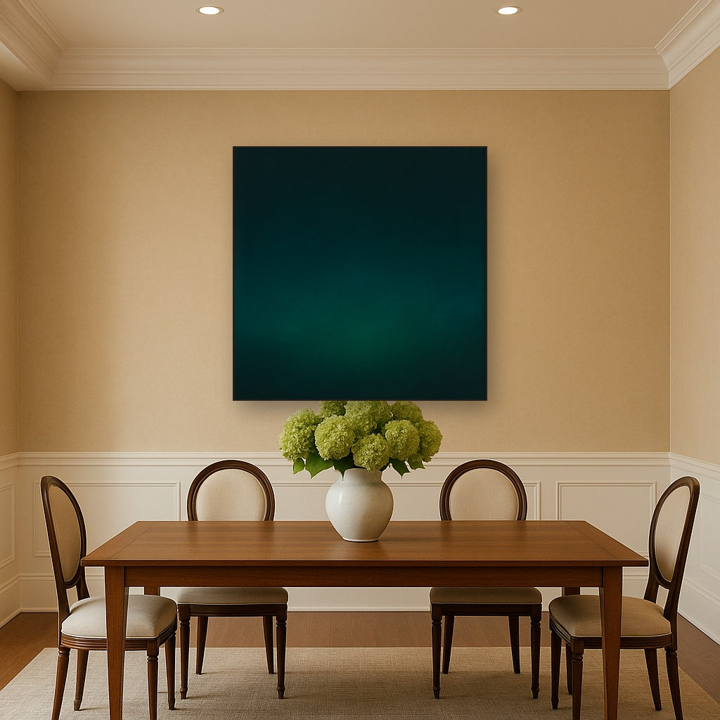 Midnight Teal & Deep Malachite Gradient No. 19 Oil Painting - View 4