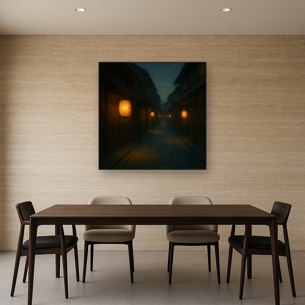 Old Kyoto Gion Alley in Soft Lantern Light No. 4 Oil Painting - View 4
