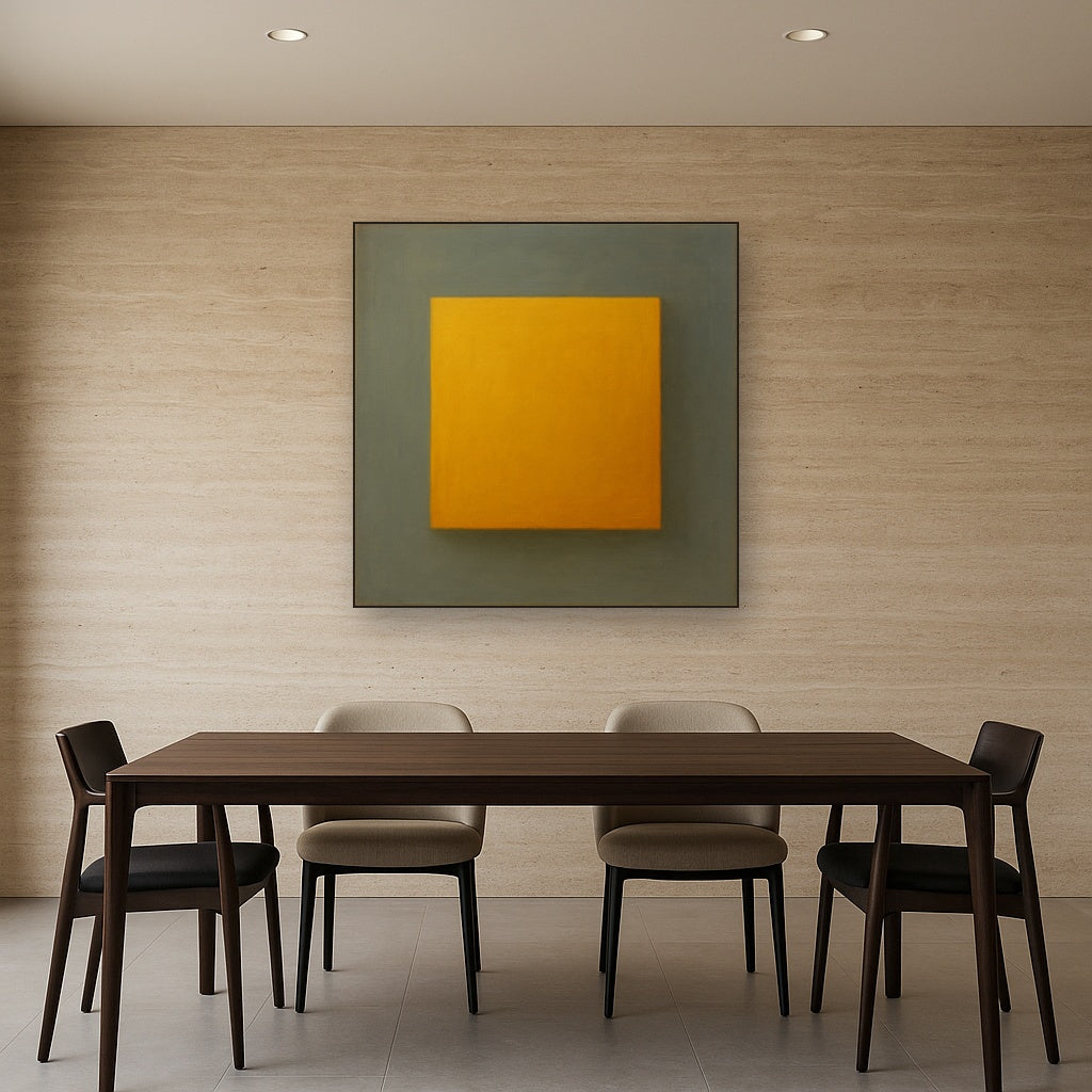 Cadmium Amber & Slate Grey Block No. 10 - Modern Fine Art Oil Painting - View 4