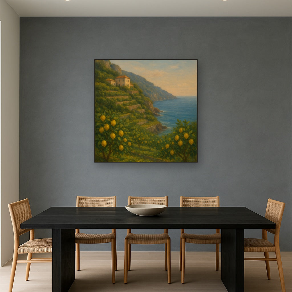 Italian Amalfi Coastline Terraces & Lemon Grove No. 7 Oil Painting - View 4