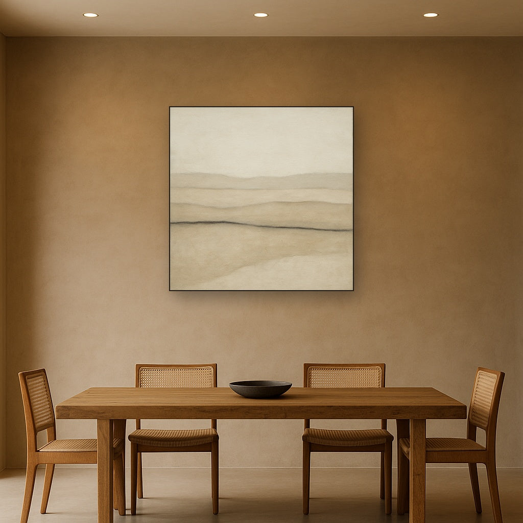 Raw Limestone Horizon & Washed Linen No. 26 Oil Painting - View 4