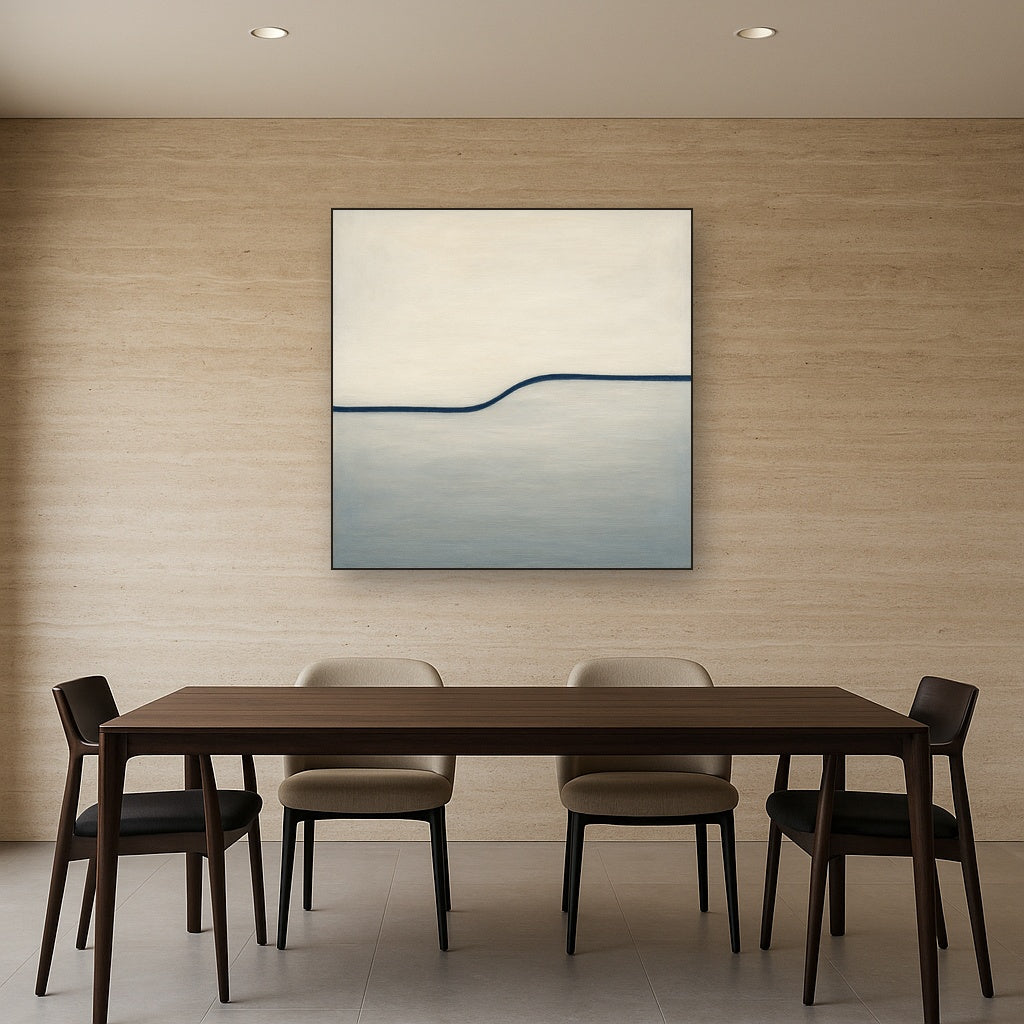 Minimalist Continuous Line Horizon in Deep Indigo No. 12 Fine Art Oil Painting - View 4