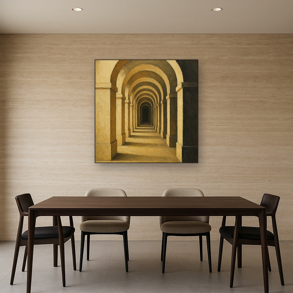 Bauhaus Archway in Neutral Tones Oil Painting - View 4