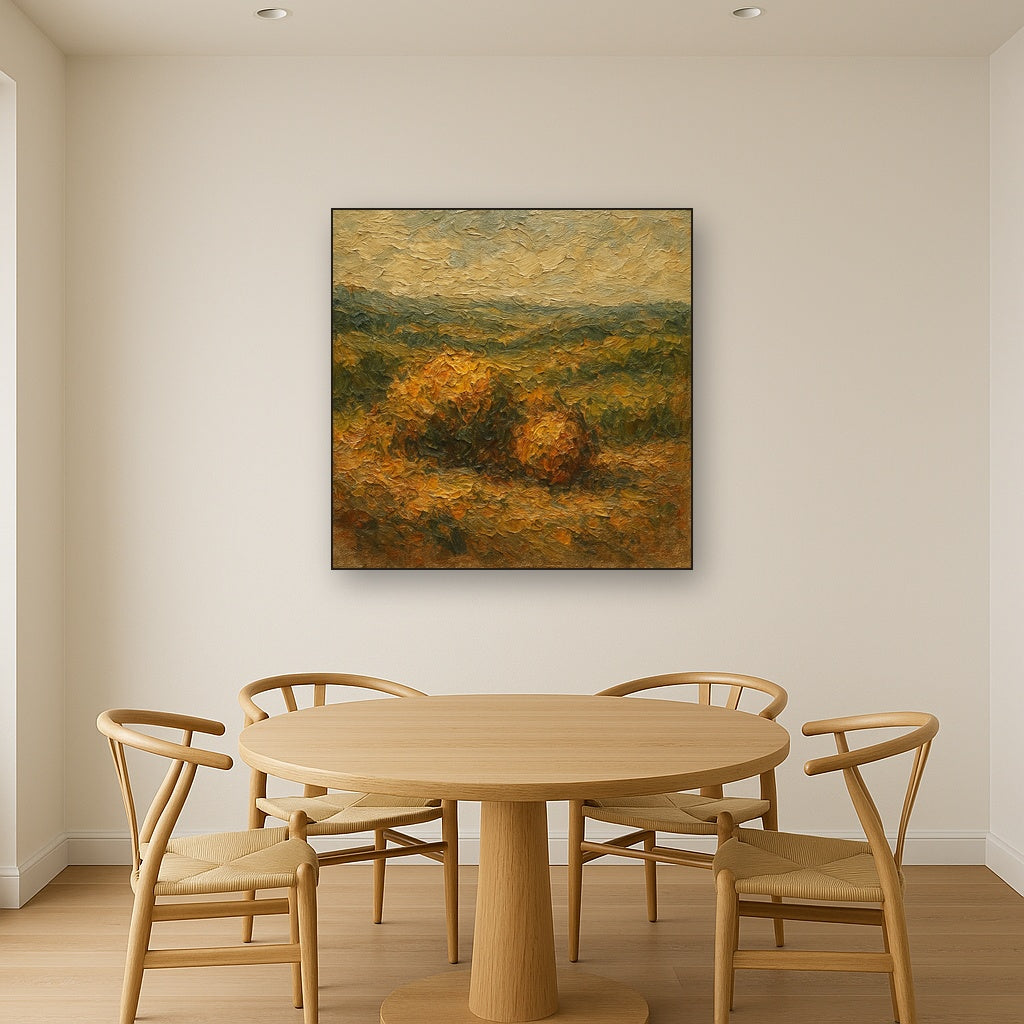 Subtle Linear Torso Line Art Oil Painting - Styled in Elegant Dining Room