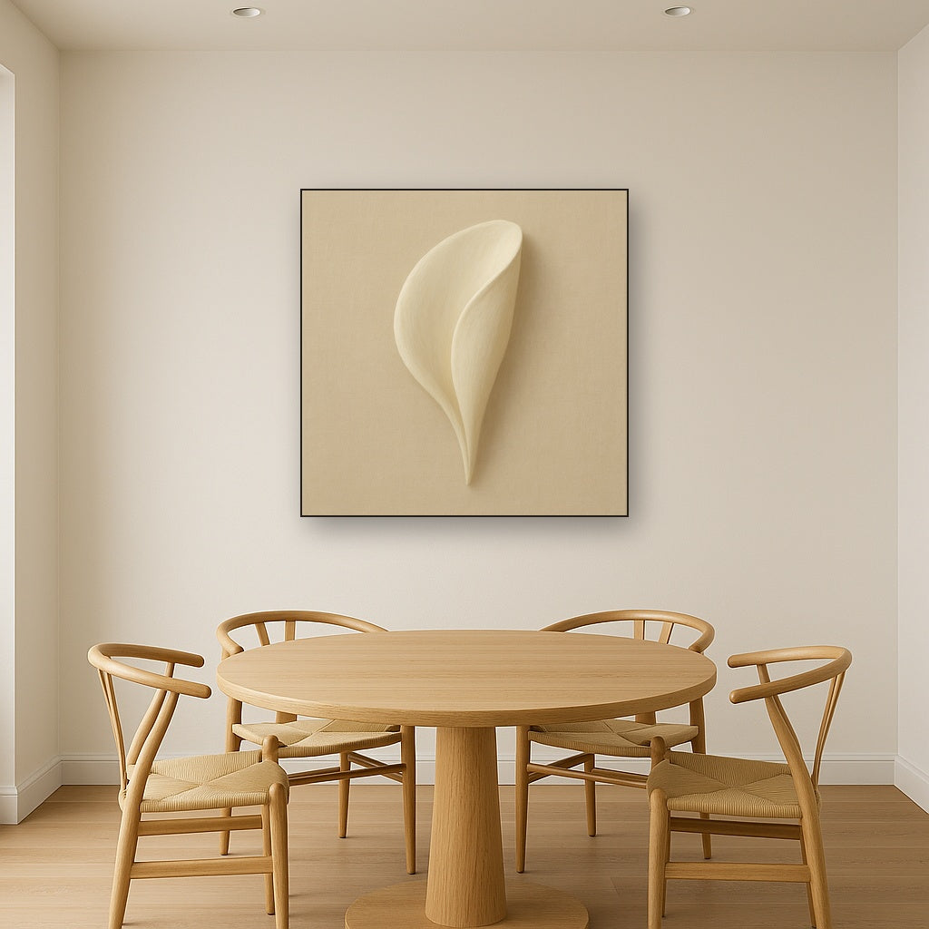Sculpted Ivory Floral Contour No. 1 - Modern Fine Art Oil Painting - View 4