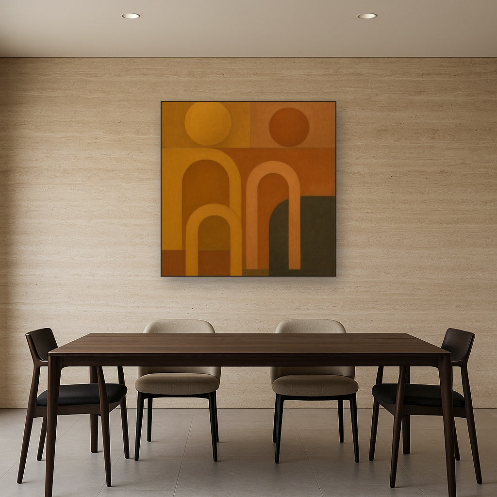 Arch & Circle Equilibrium in Warm Earth Tones No. 4 Oil Painting - View 4
