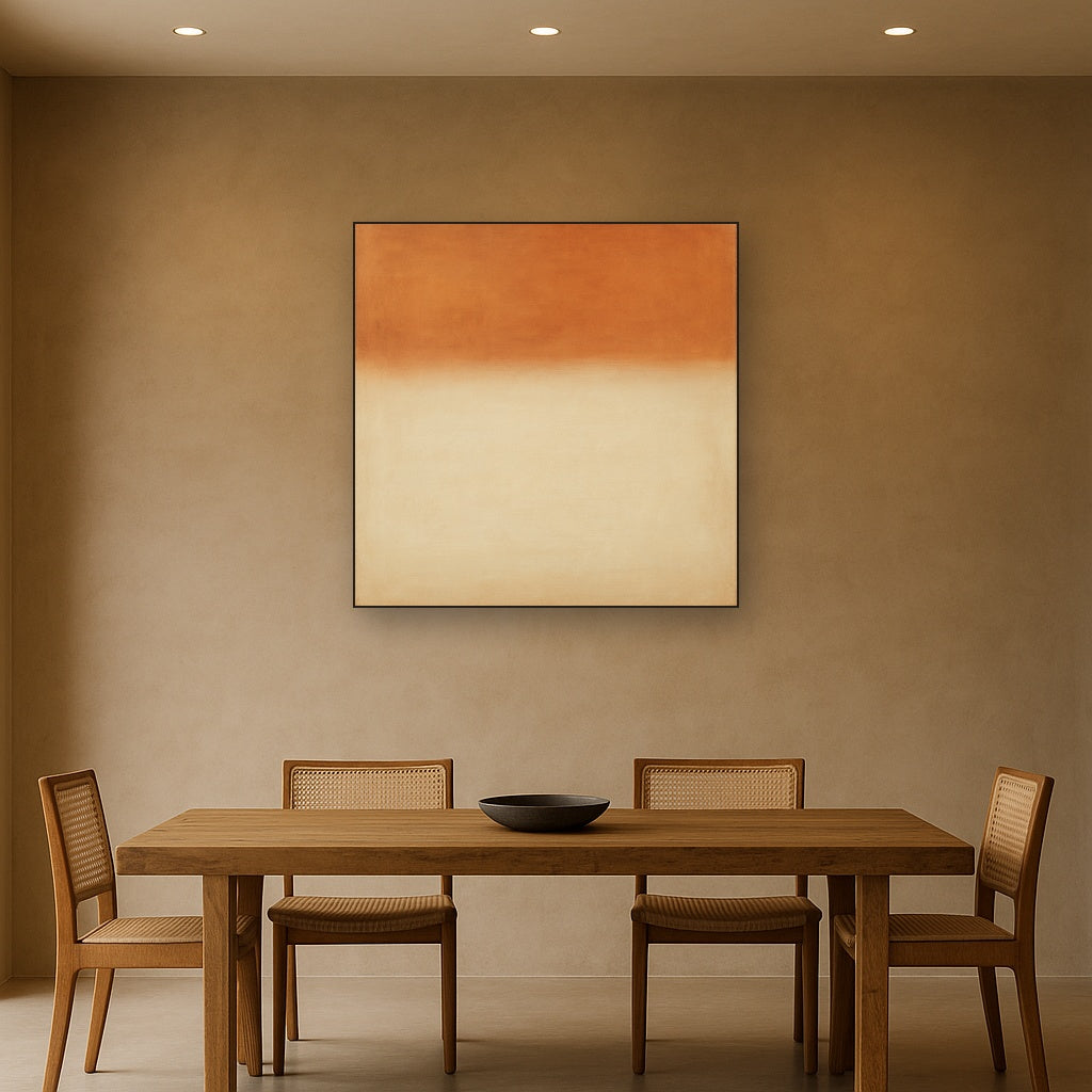 Terracotta & Greige Earth Bands No. 6 - Modern Fine Art Oil Painting - View 4