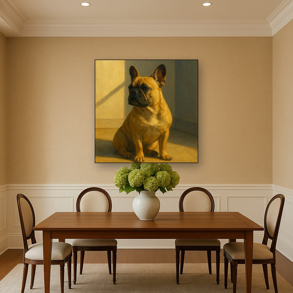 French Bulldog in Sunlit Minimalist Studio No. 13 Fine Art Oil Painting - View 4