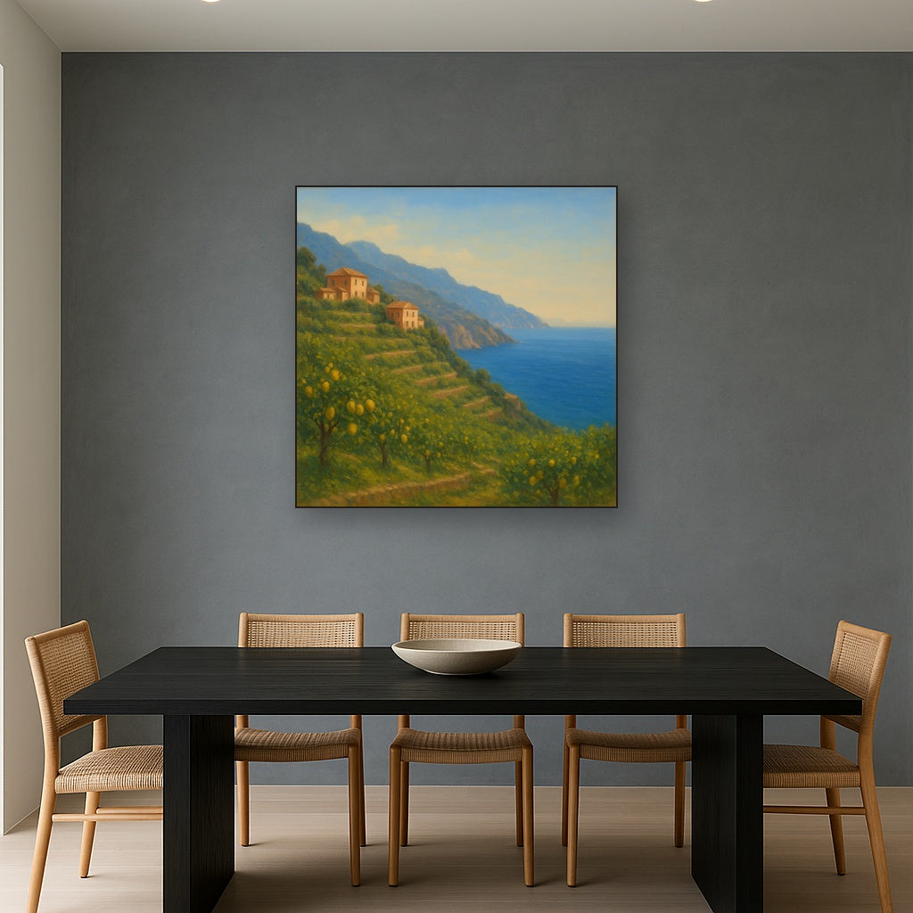 Italian Amalfi Coastline Terraces & Lemon Grove No. 19 Oil Painting - View 4